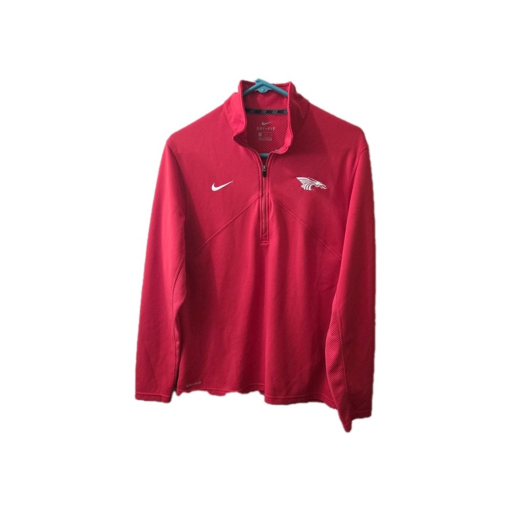 Nike Dri-Fit Red 1/4 Zip Pullover Long Sleeve Sweatshirt Men's Medium M Eagle...